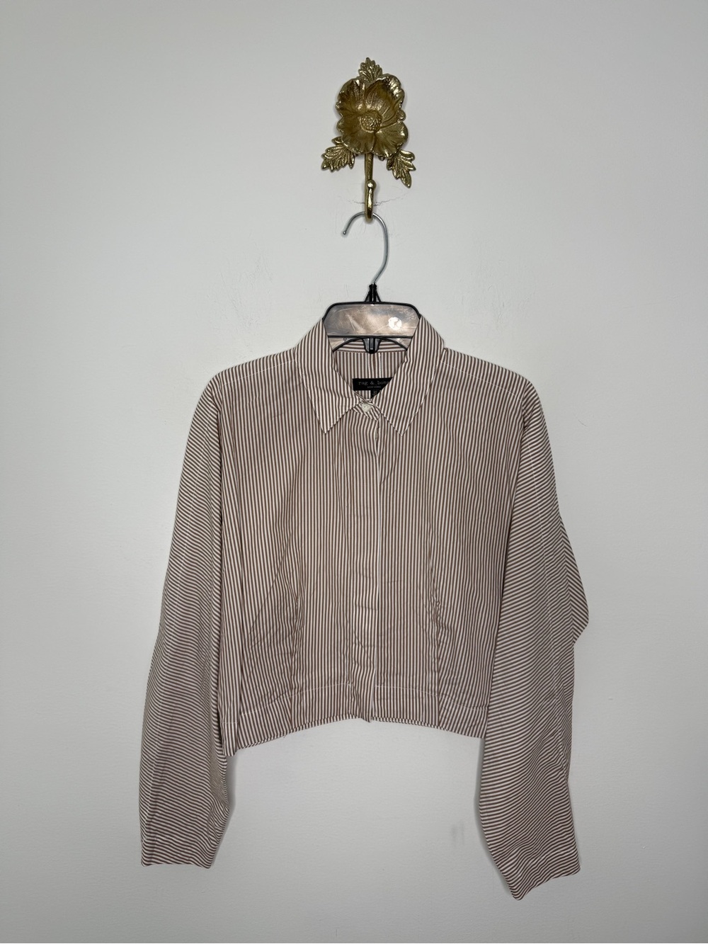 rag & bone Morgan Stripe Crop Cotton Shirt XS